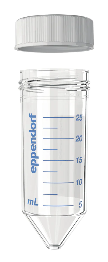 艾本德Eppendorf Conical Tubes 25 mL 帶螺旋蓋, 25 mL, 無(wú)菌、無(wú)熱原, 無(wú)RNase和DNase, 無(wú)DNA, 無(wú)色, 200 個(gè) (8 包 × 25 個(gè))